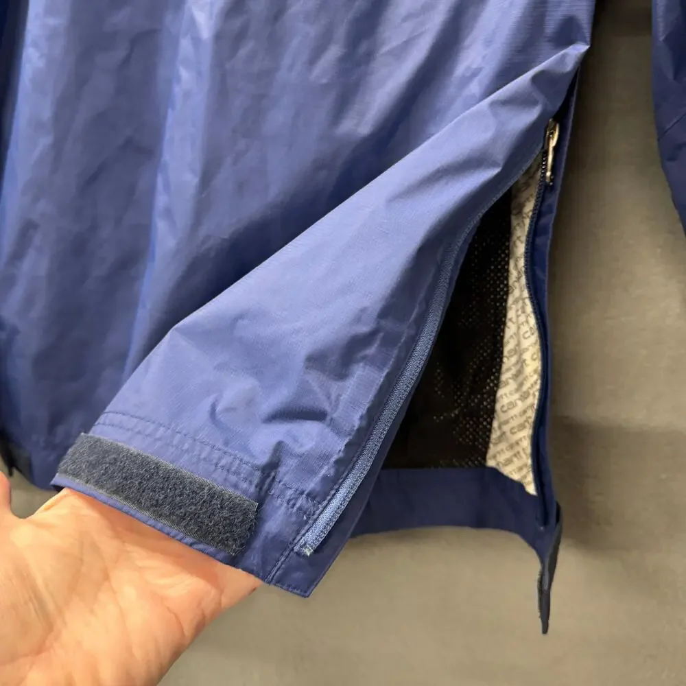 Carhartt Huron Jacket Ripstop Waterproof Nylon Roll Up Hood Full Zip Blue Mens M - Picture 8 of 14
